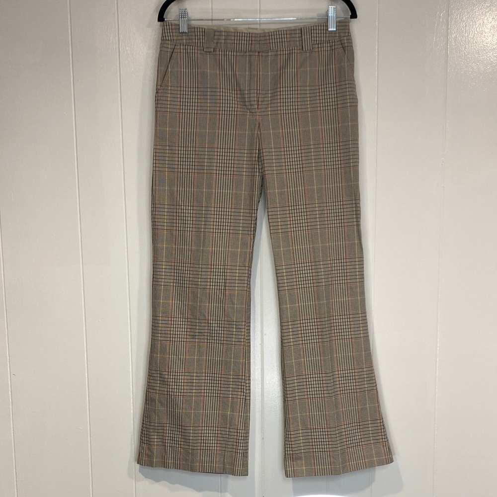 Isaac Mizrahi Pants Plaid Boot Cut Cotton Modern Retro 70s Inspired Size 8